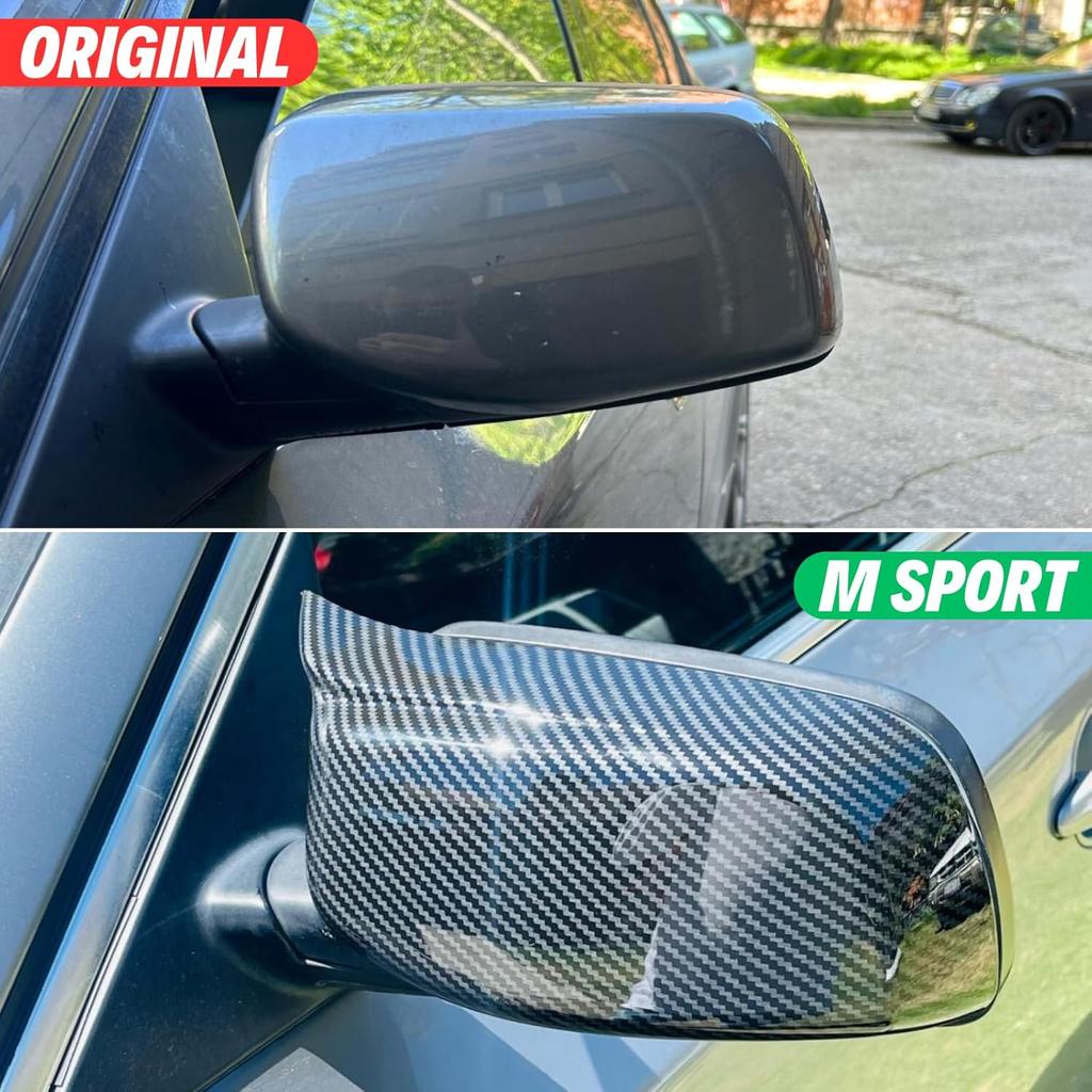 Sport Carbon Fiber Side Mirror Cover Caps Replacement for 2005-2010 BMW 5 Series E60 M5 545i 550i M6 E64 645Ci 630i 650i E63 Accessories Exterior
