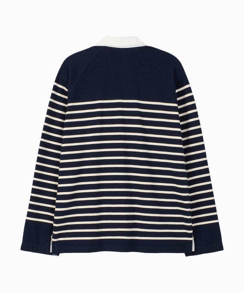 NOHANT Wire Stripe Rugby Long Sleeve T-Shirt Navy