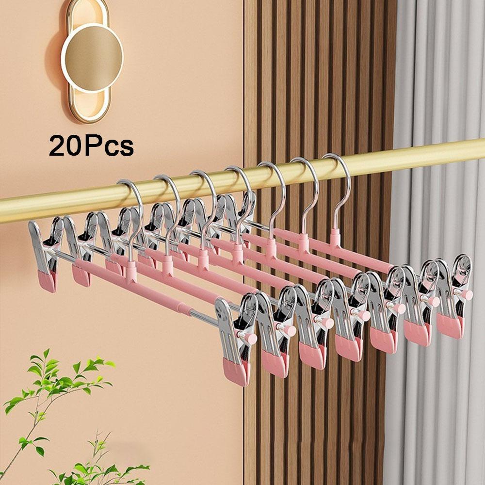 20Pcs Anti-slip Pant Hangers Stainless Steel Pants Clamp Closets Storage Organizer  Living Room