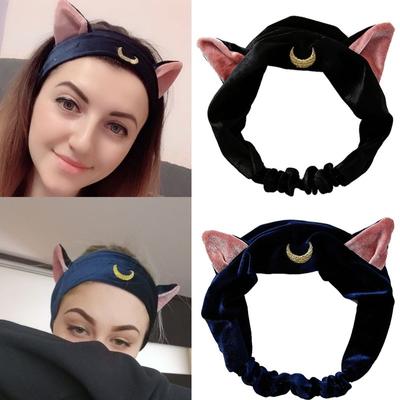 Anime Sailor Moon Luna Artemis Kočičí uši Čelenka Pokrývky hlavy Cosplay Rekvizity Roztomilé mytí obličeje Makeup Tool Příslušenství Pásky do vlasů