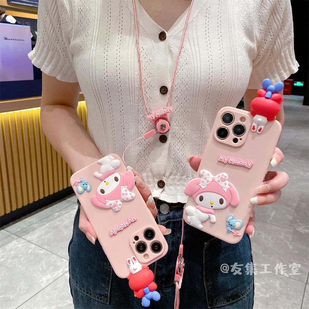 Applicable To iPhone17 Three-dimensional Lying Down Mobile Phone Case Apple 16promax Melody 15 Cartoon XS Lanyard Foreign Trade