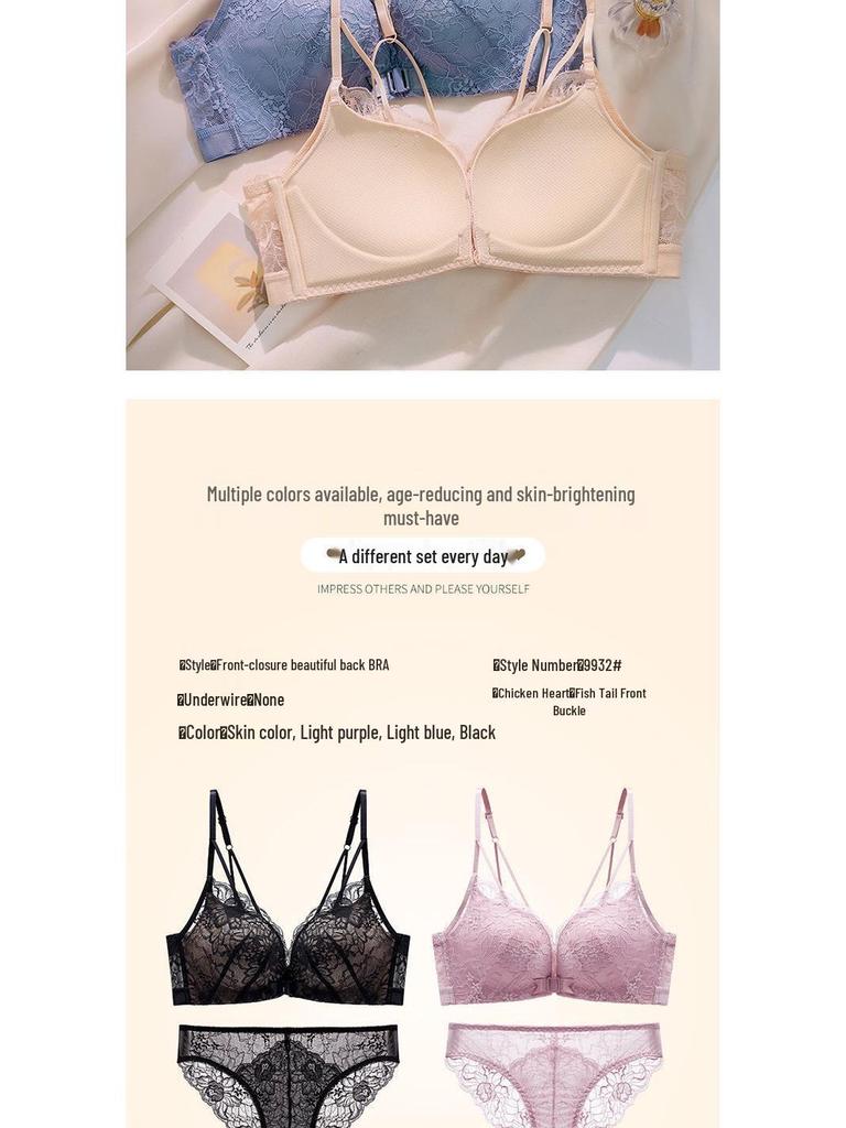 2025 Krajková Bez zad Odnímatelná Ramínka Zapínání Vpředu Bezešvá Push-Up Podprsenka pro Ženy