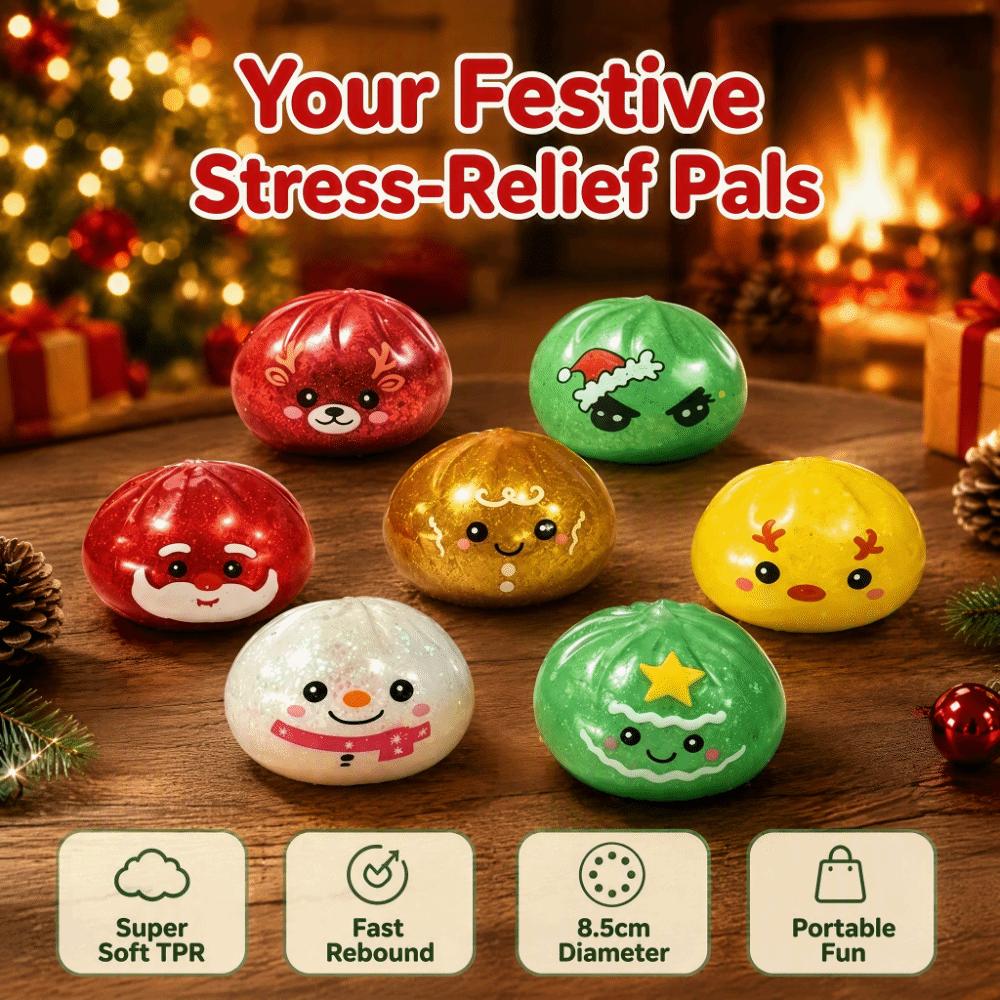 Low Rebound Squeeze Stress Balls Colorful Design Christmas Squeeze Toys Stress Relief