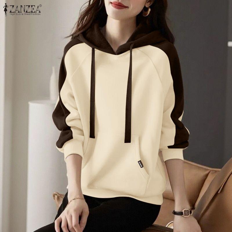 ZANZEA Women Hoodies Casual Loose Long Sleeve Pullover Sweatshirt