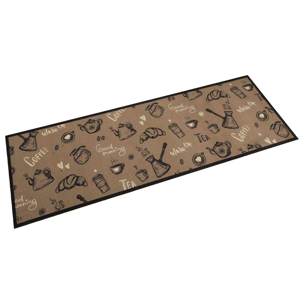 vidaXL Küchenteppich Waschbar „Morning“-Aufdruck Braun 60x180 cm Samt braun