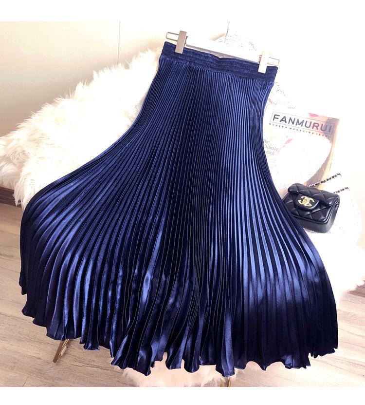 High Waist Satin Pleated Fishtail Skirt - 1 Meter Long Women's Dance Skirt with Large Swing and Medium Length.