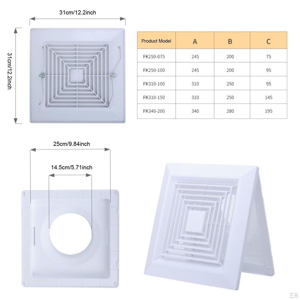 Square Air Vent Cover Conditioner Outlet Exhaust Fan Grille for Factories