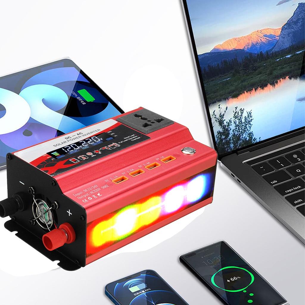 5000/6000W Car Power Converter DC 12V/24V To 220V AC LED Car Inverter Automatic Transformer Modified Sine Wave with 4USB