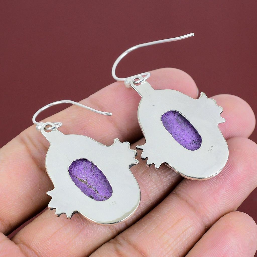 Purpurite Earrings Gemstone Handmade Jewelry 925 Sterling Silver Earring Natural Purpurite Jewelry Beautiful Dangle Earring Gifts For Friend