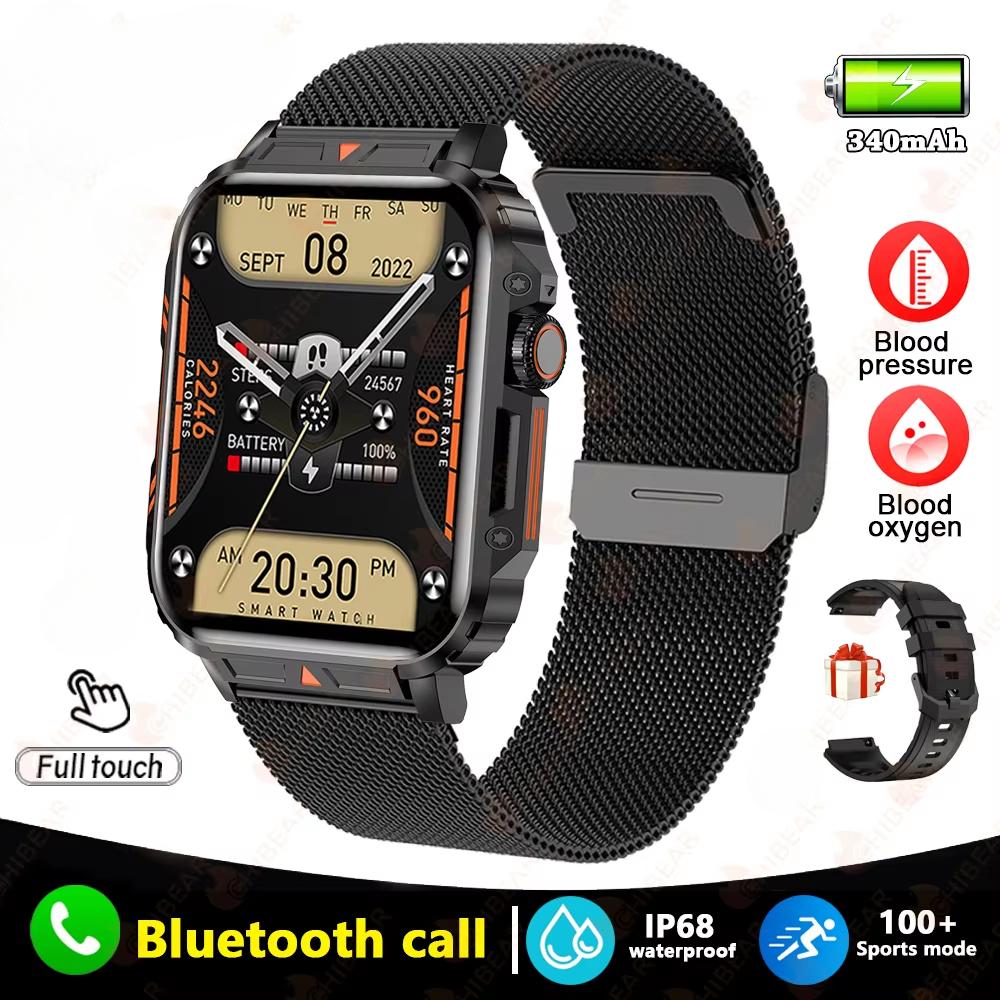 2025 New Military Men Smart Watch Health Monitor Bluetooth Call Smartwatch Fitness IP68 Waterproof Sports Watches for Women
