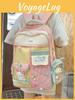 Lightweight Dualcolor Nylon Backpack With Shoulder Padding And Letter Pattern For Daily Travel