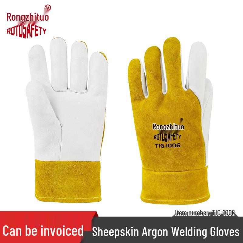 Rękawice spawalnicze ze skóry owczej odporne na ciepło - Podszyte polarem, ognioodporne, odporne na ścieranie, izolujące