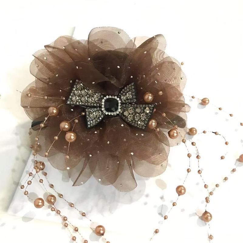 Elegante Netz Pfingstrose Blume Schleife Quaste Haarspange Frauen Pferdeschwanz Haarnadel Kopfschmuck Accessoires