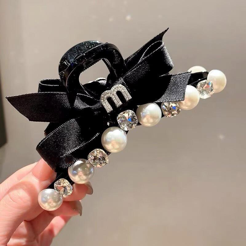 Elegante Schwarze Strass-Haarklammer - Großes High-End-Accessoire