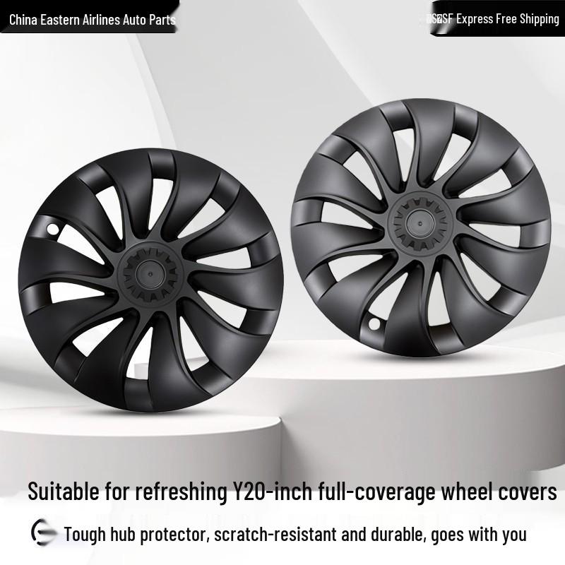Compatible Wheel Hub Cap for Tesla Model Y 20-inch Wheels Matte Black Set