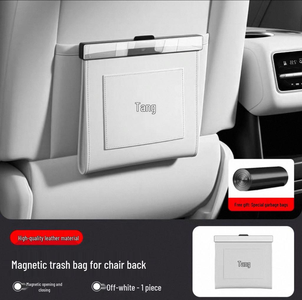 Waterproof Magnetic Leather Seat Back Trash Bag for BYD Tang DMI/EV/DMP New Energy Vehicles