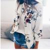 Women's Casual Floral Zip Up Bomber Jacket Coat Stand Collar Lightweight Short Outwear Tops New Round Neck Printed Fashion Zipper Jacket
