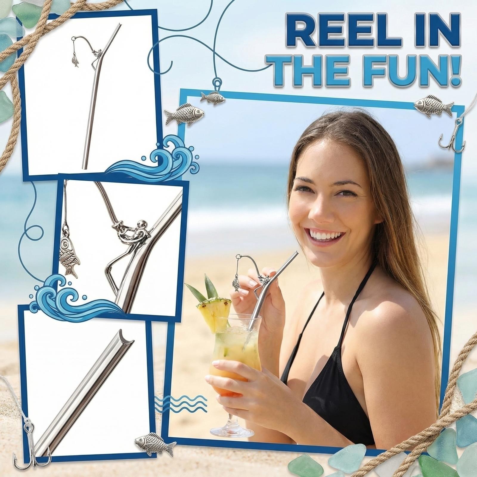 

Fishing Straw, Funny Fishing Themed Straws, Novelty Fisherman Themed Straw For Beverages, Reusable Food Grade Stainless Steel Drinking Straws, Gift One Size белый