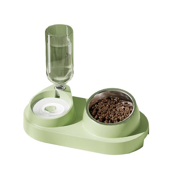 Pet Feeder 2 in 1 Ciotola per l'alimentazione degli animali domestici, Distributore automatico di acqua per cani e gatti con ciotole in acciaio inossidabile rimovibili Forniture per animali domestici