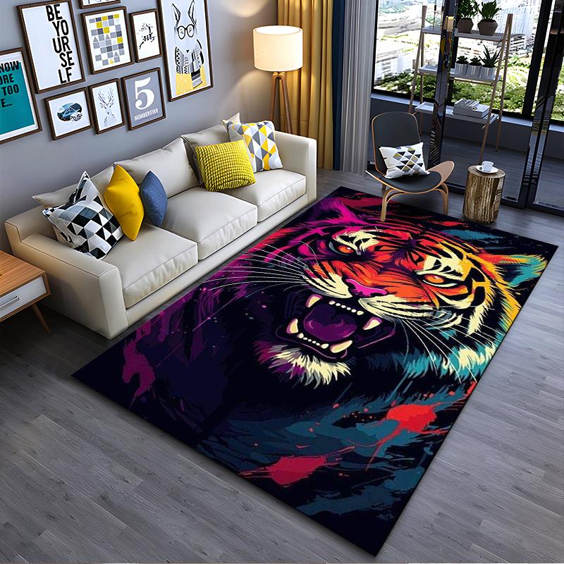 

Tiger Design Colorful Carpet with Abstract Art Style for Living Room Suitable for use as an anti-slip for living room bedroom sofas 40x60cm( 15x23in )