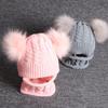 Children Beanie Pompom Neck Knitted Warm Hat Winter Scarf Set