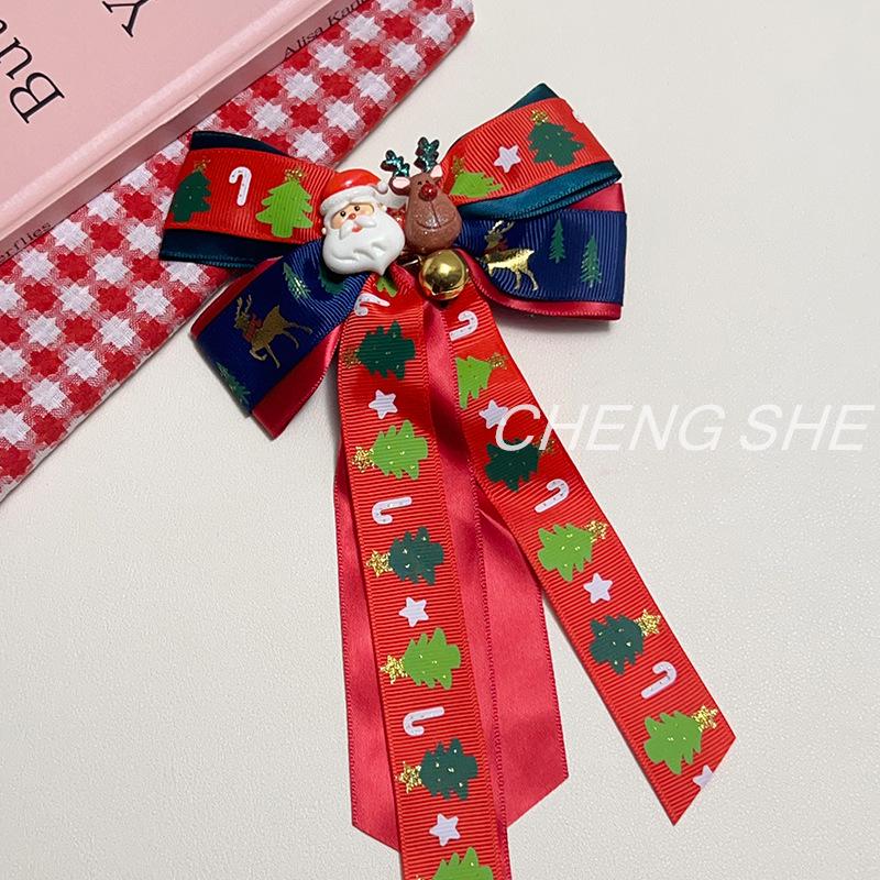 

Festive Santa Claus Bell Hair Clip – Christmas Bow Decoration