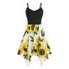 Summer Print  Straps Collision Color Splicing Irregular Dresses