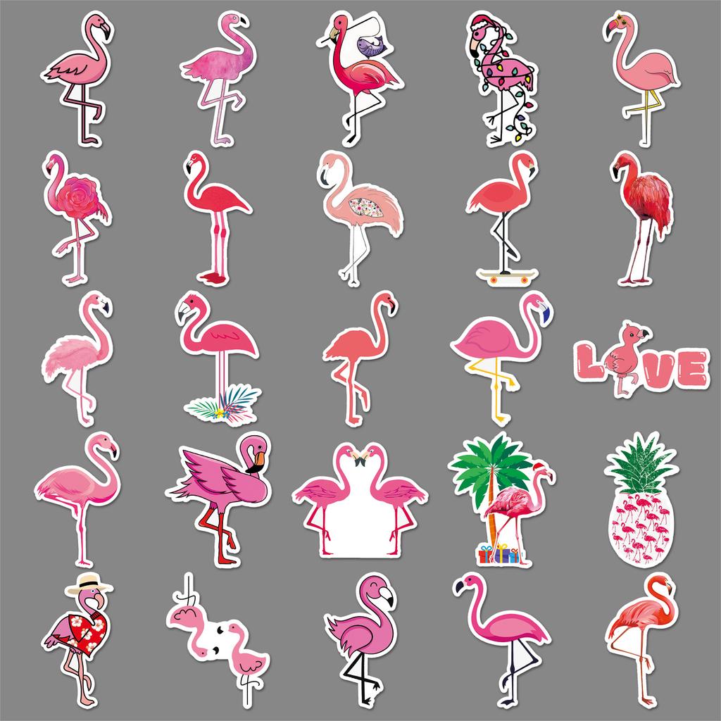 50 Flamingo Doodle Cartoon Cute Animal Guka DIY Suitcase Mobile Water Cup Car Stickers