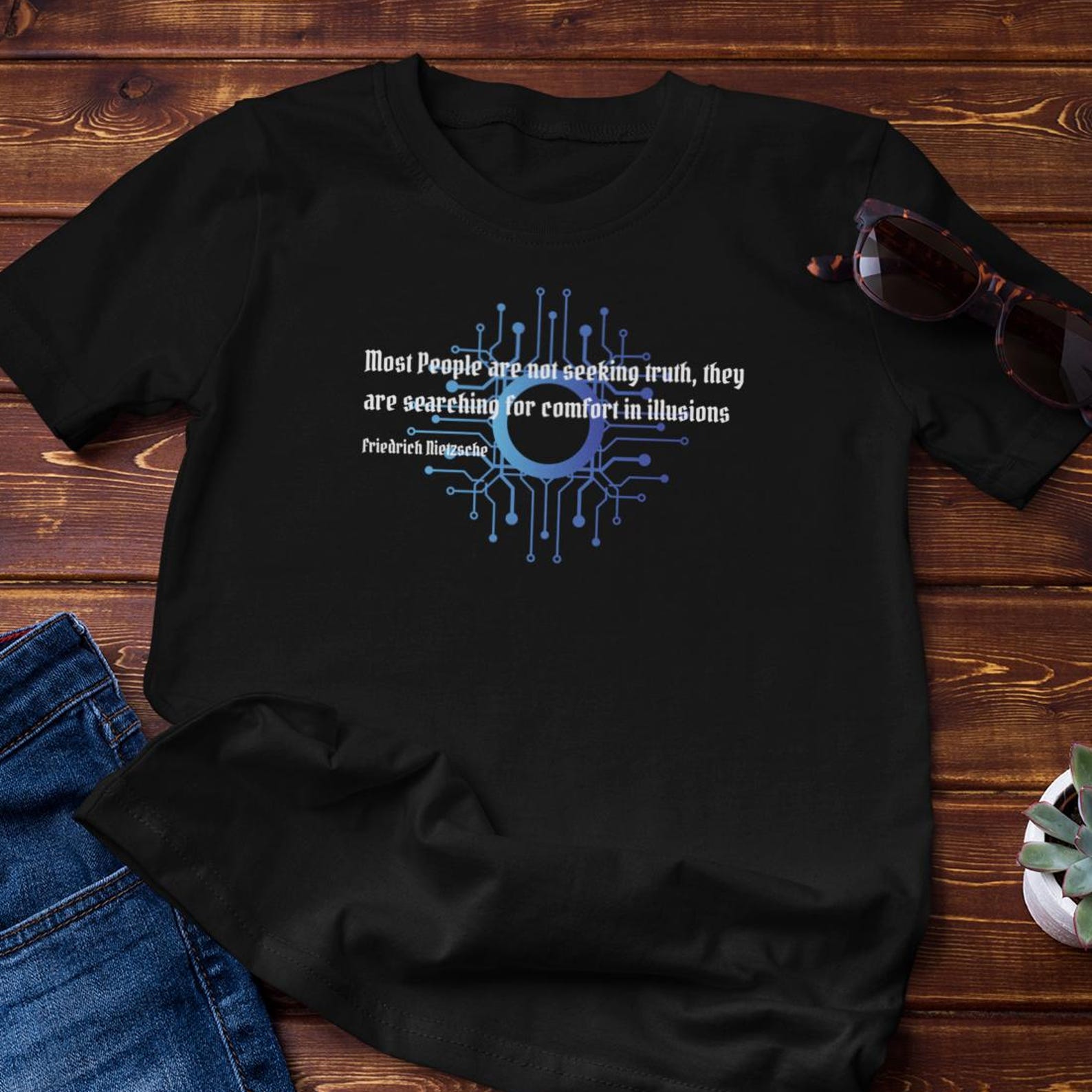 Atheist Shirt - Nietzsche Quote on Truth and Illusion - Cotton Tee 4XL