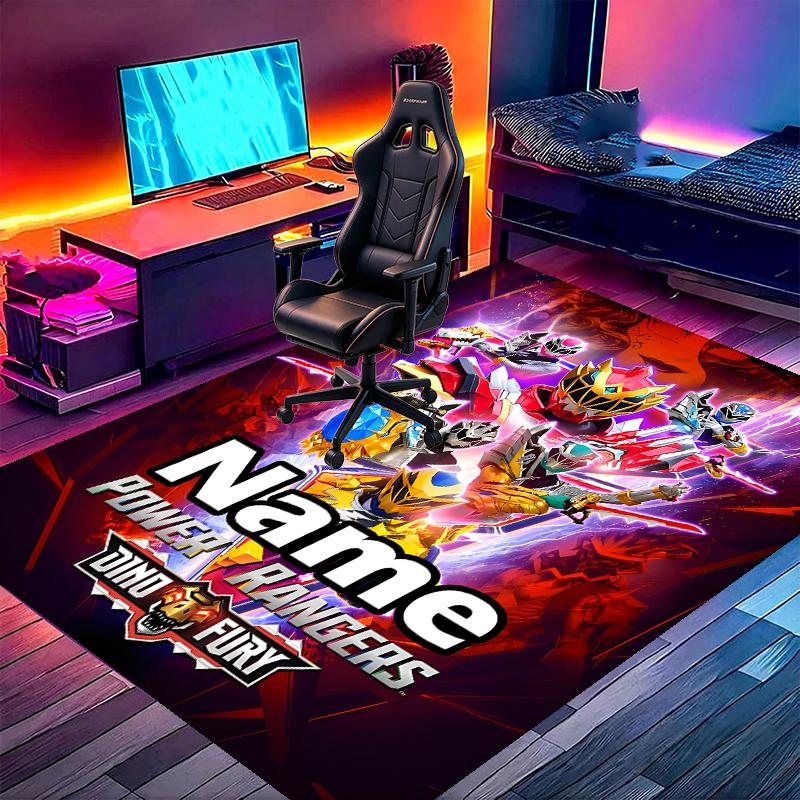 Custom Name Personalized Mighty Morphin Power Rangers Print Carpet, Versatile Home Decor Rug, for Playroom, Apartment, Balcony, Entryway, Hallway Gift