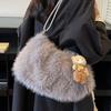 2025 New Trendy Fashion Autumn and Winter Plush Bag Versatile Large Capacity Underarm Women's Bag Korean Version Niche Shoulder Messenger Bag