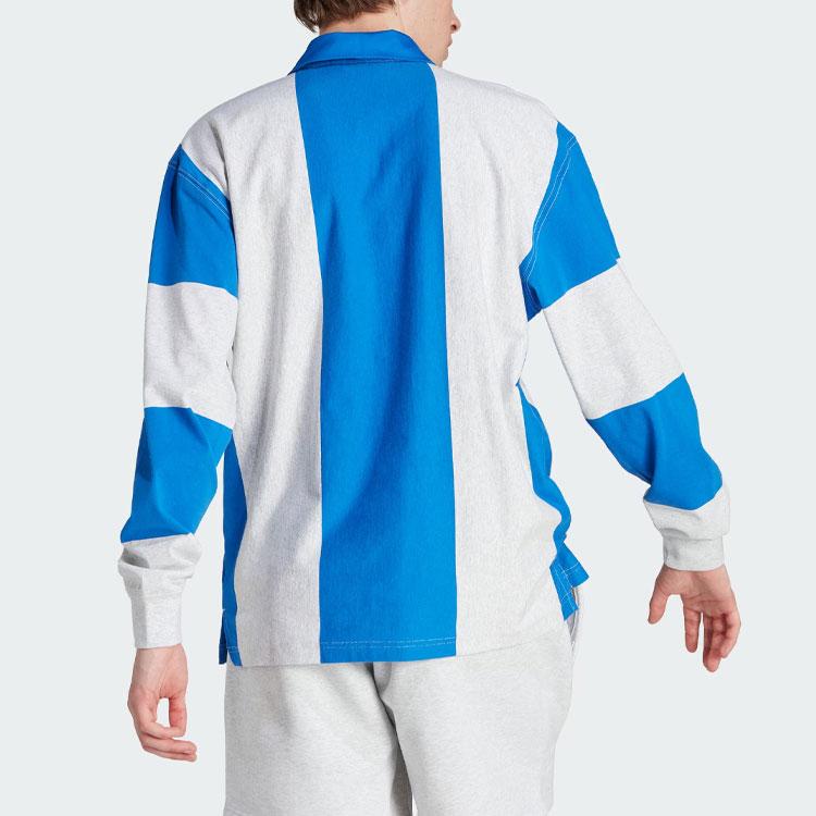 Adidas Originals Trefoil Hack Rugby Long Sleeve Polo Shirt Men Tops Blue IM4584