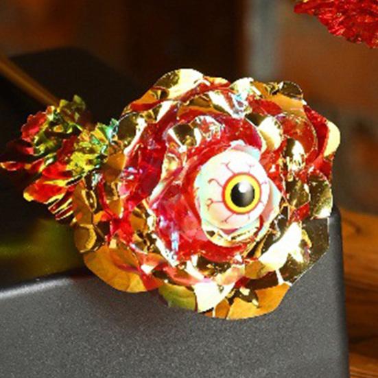 Halloween Faux Rose with Eyeballs Gothic Artificial Eyeball Rose Flower Bouquet for Flower Arrangement Halloween Home Decoration