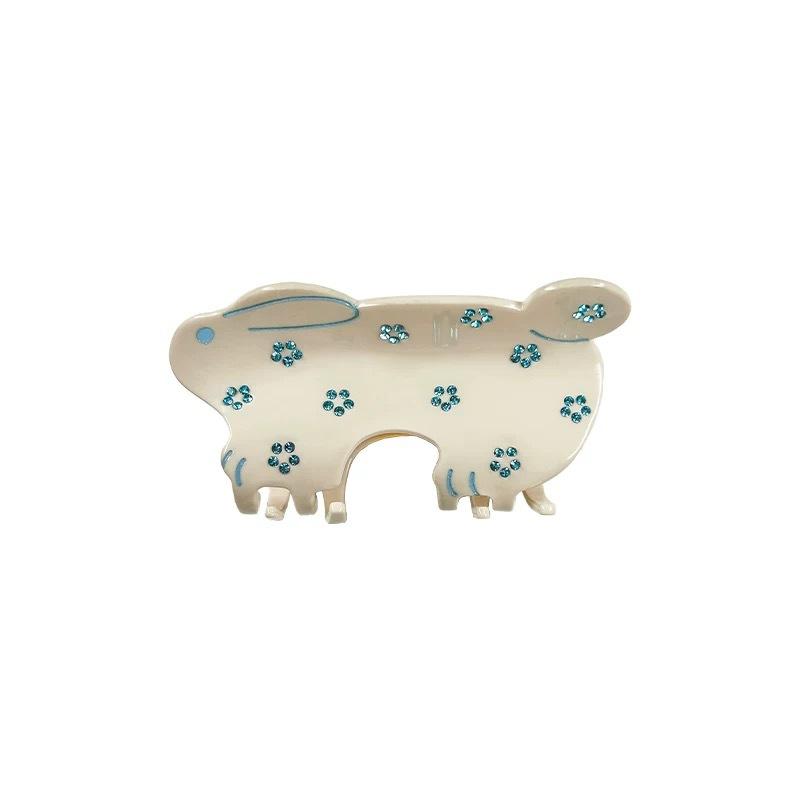 1pc Autumn/Winter Running Rabbit Flower Diamond Hair Claw Cute Acetate Shark Clip Hair Accessories