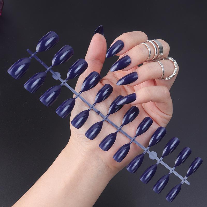 24 teile/satz DIY Schnelle Nägel Glänzende Wasser Tropfen Nägel Einfarbig Falsche Nägel Mehrfarbige Streifen Fertig Tragen Nagel Kunst