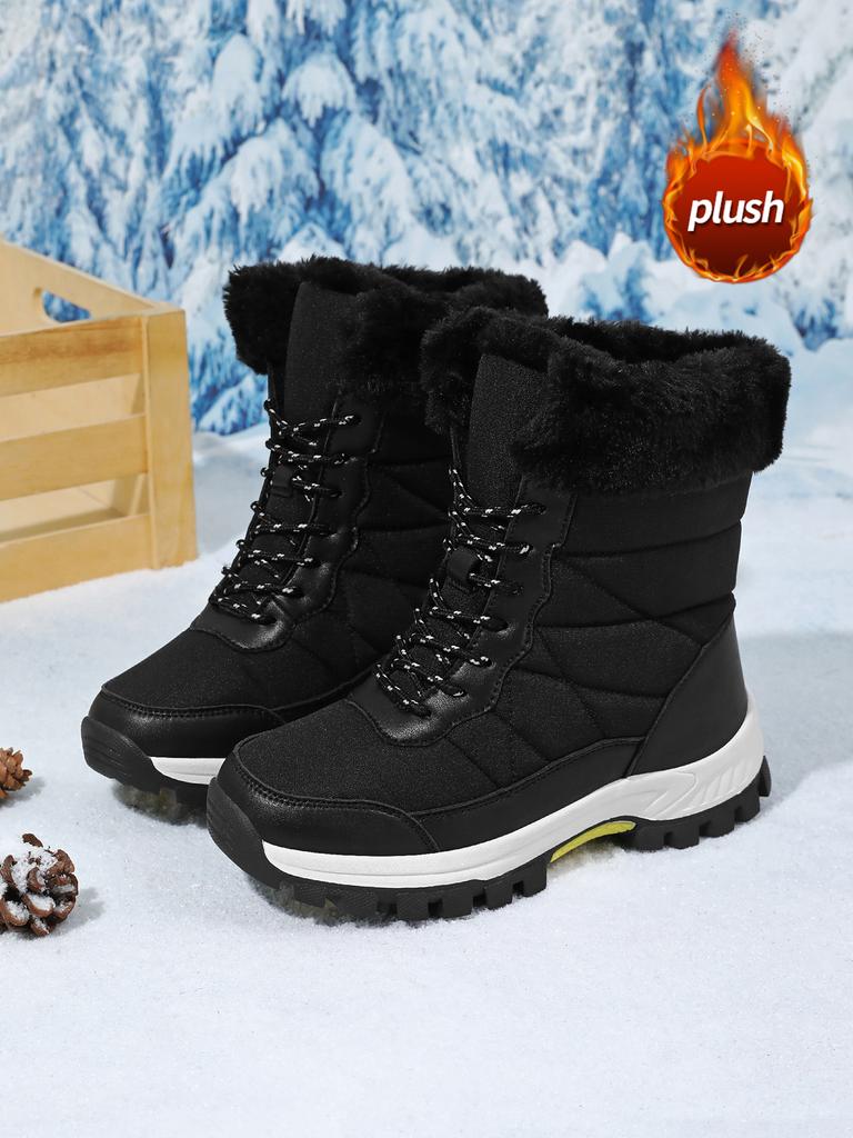 Winter Oversized Versatile High Top Cotton Shoes Thick Sole Waterproof Snow Boots Women's Plush and Warm Thickened Women's Shoes