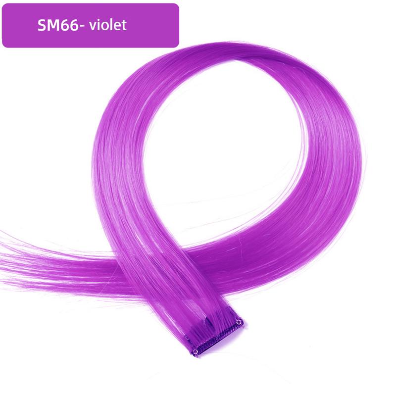 Colored Hair Extensions 22Inch Straight Color Clip in on Hair Extension Rainbow Party Highlights Synthetic Hairpiece for Women