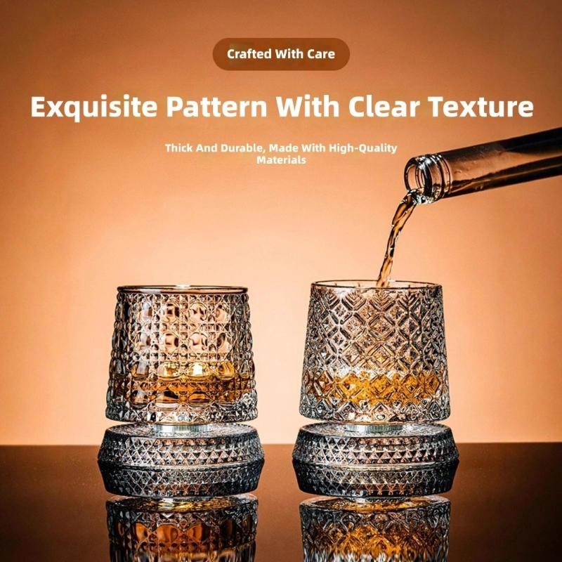 Premium Clear Whiskeys Glass with Rotating Base for Stress Reduction Crystal Cocktail WIne Glass Elegant Glassware Gift