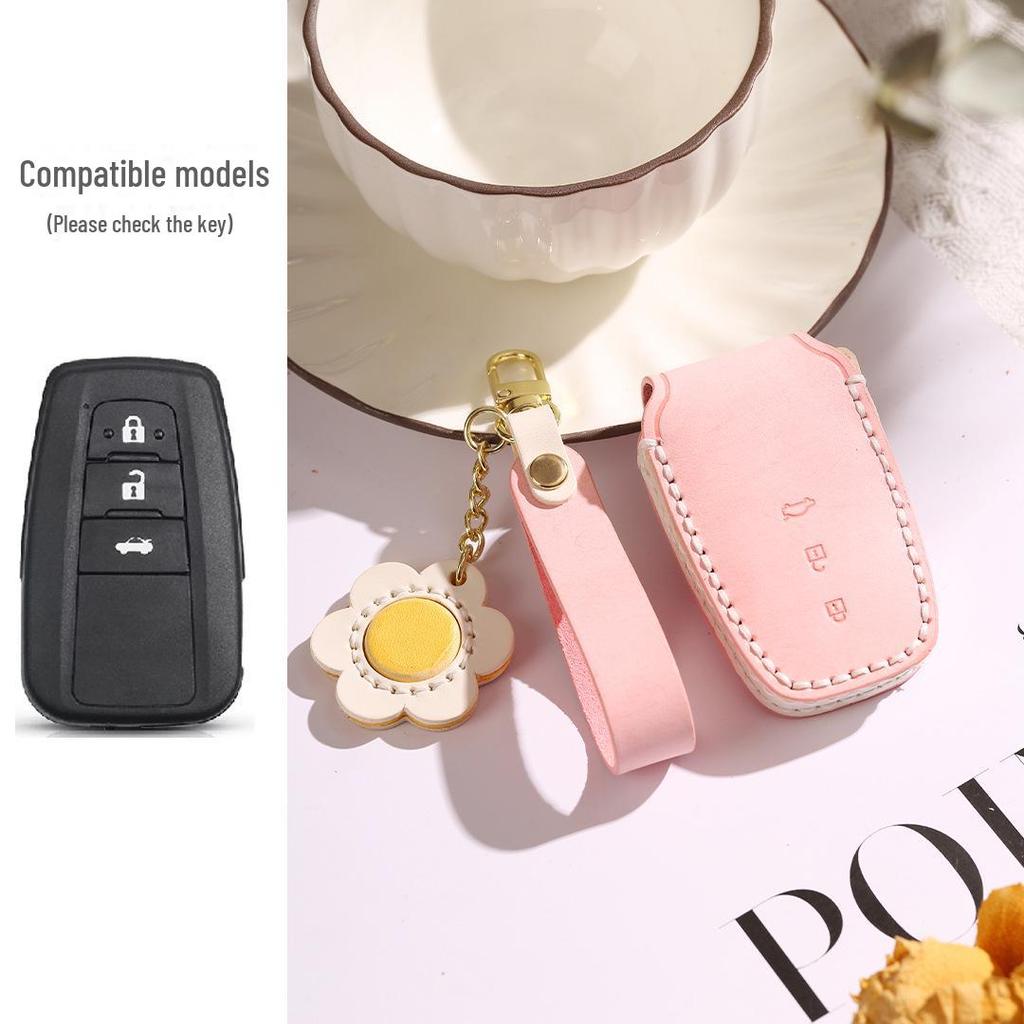 Handcrafted Leather Key Cover for Toyota Models (Asia Dragon, Camry, Senna, Corolla) - Mist Wax Vegetable-Tanned Cowhide