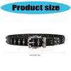 Gothic Style Women's Studded Belt Double Row Hole Waist Sash Secure Nonslip Clasp PU Leather Fashion Accessory