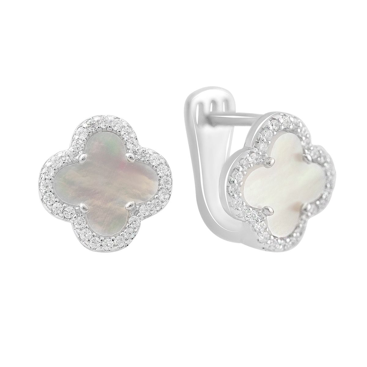 

Срібні сережки з блакитним кварцом і фіанітами. (60002102) білий