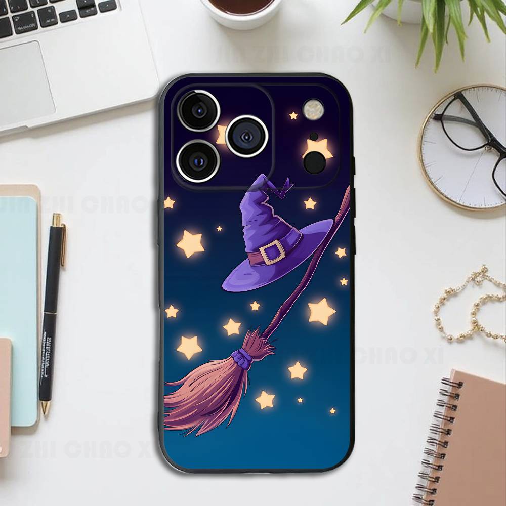 

Happy Halloween Black Phone Case For IPhone 17 16 15 14 13 12 13 12 11 Pro Max Plus XS XR Silicone Soft Back Cover iPhone16plus