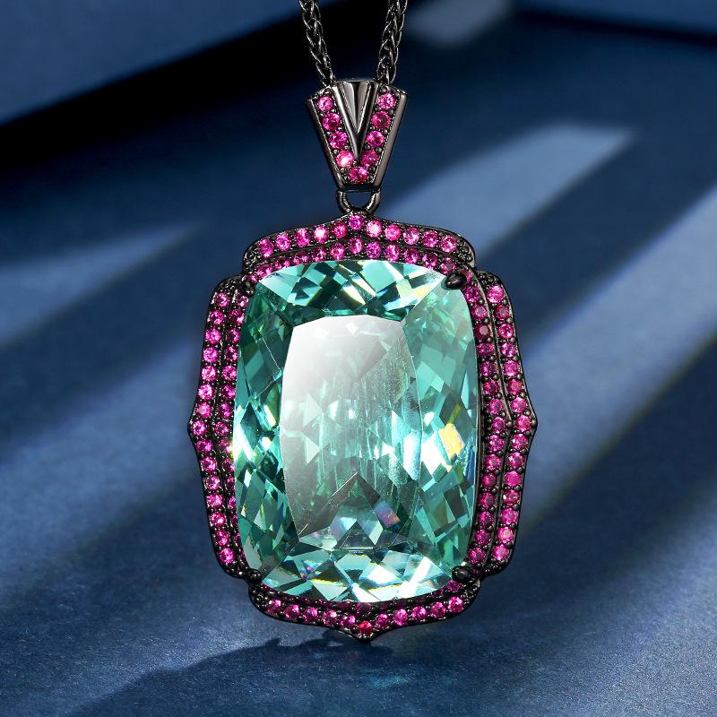 

Jewelry Copper Bottom Gold-Plated Simulation Nordic Blue Temperament Black Gold Pendant Necklace Main 20 * 28