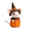 Halloween Felt Mouse Accessories Handmade Animals Statue with Pumpkin Decoration Table Shelf Desk Ornament