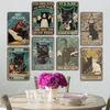 Black Cat Tin Sign Metal Plaque Read Books Drink Wine Pet Metal Poster Vintage Wall Decor for Coffee Shop Kitchen Bathroom Home
