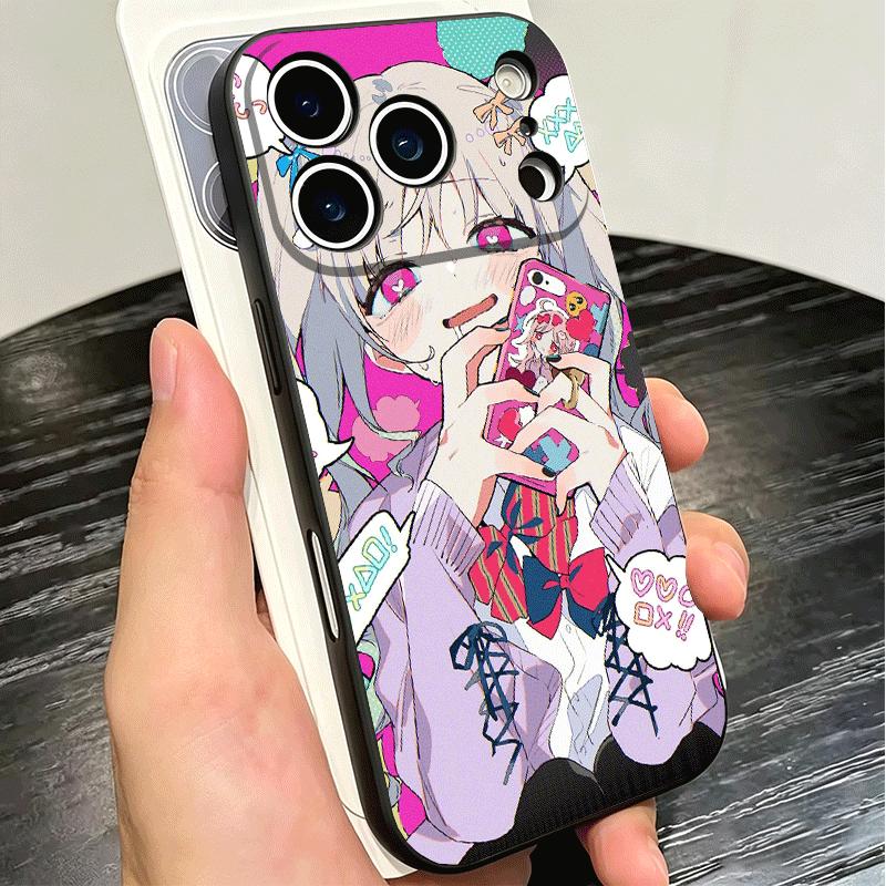 Anime Kwaii Girl Ins Style Soft Phone Case for iPhone 16 16E 17 Air 15 Pro Max 14 Plus 13 Mini 11 12 7 Black Cover Back Shell