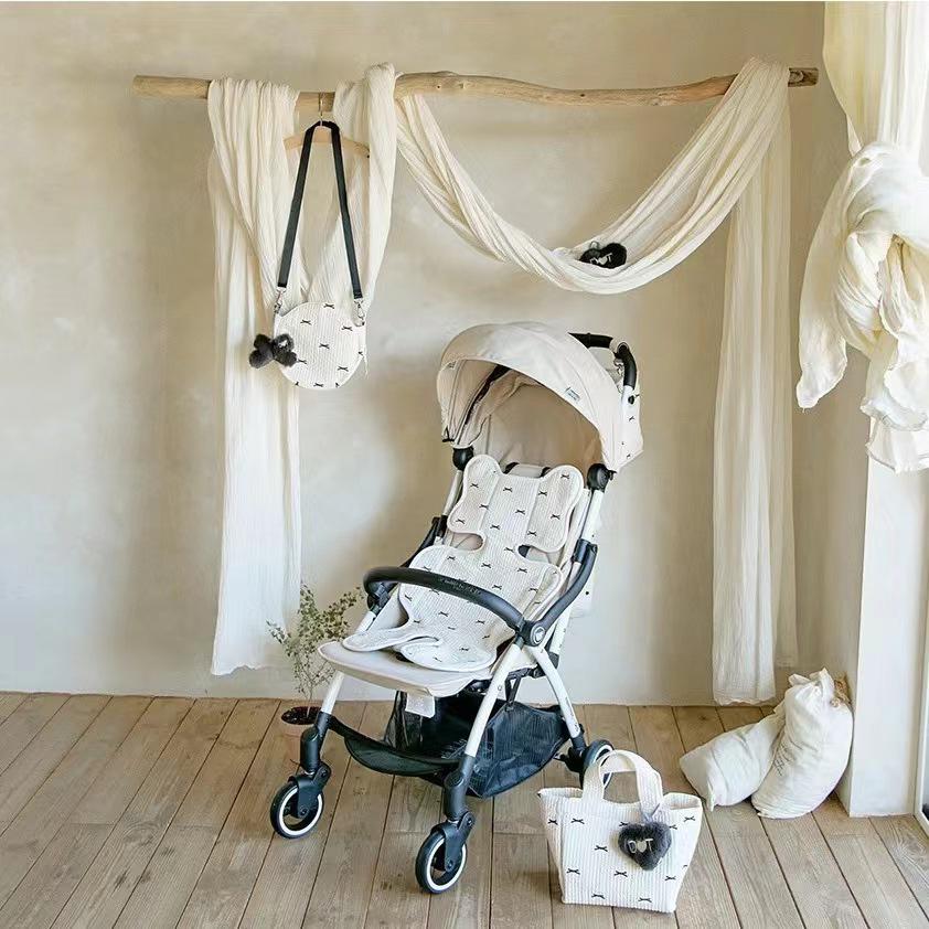 Butterfly Embroidered Quilted Diaper Tote: Large Capacity Mommy & Baby Stroller Organizer