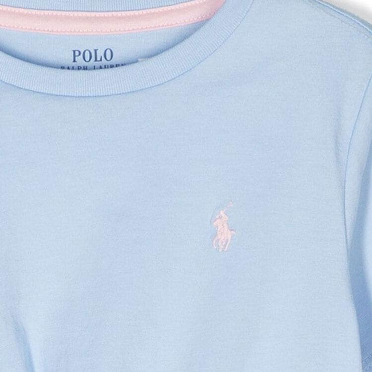 Polo Ralph Lauren T-Shirt Ss24 Logo Print Round Neck Knotted Casual Short Sleeve Kids tops Light-Blue 312935093-002