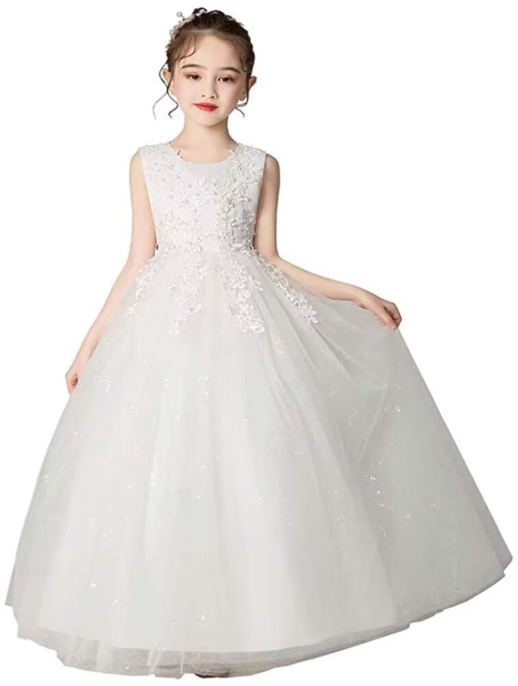 Dress Piano Recital Girls Formal Long Dress Wedding Graduation Party Embroidery Kindergarten Entrance Ceremony Suitable for Years Old [Kayiyasu]