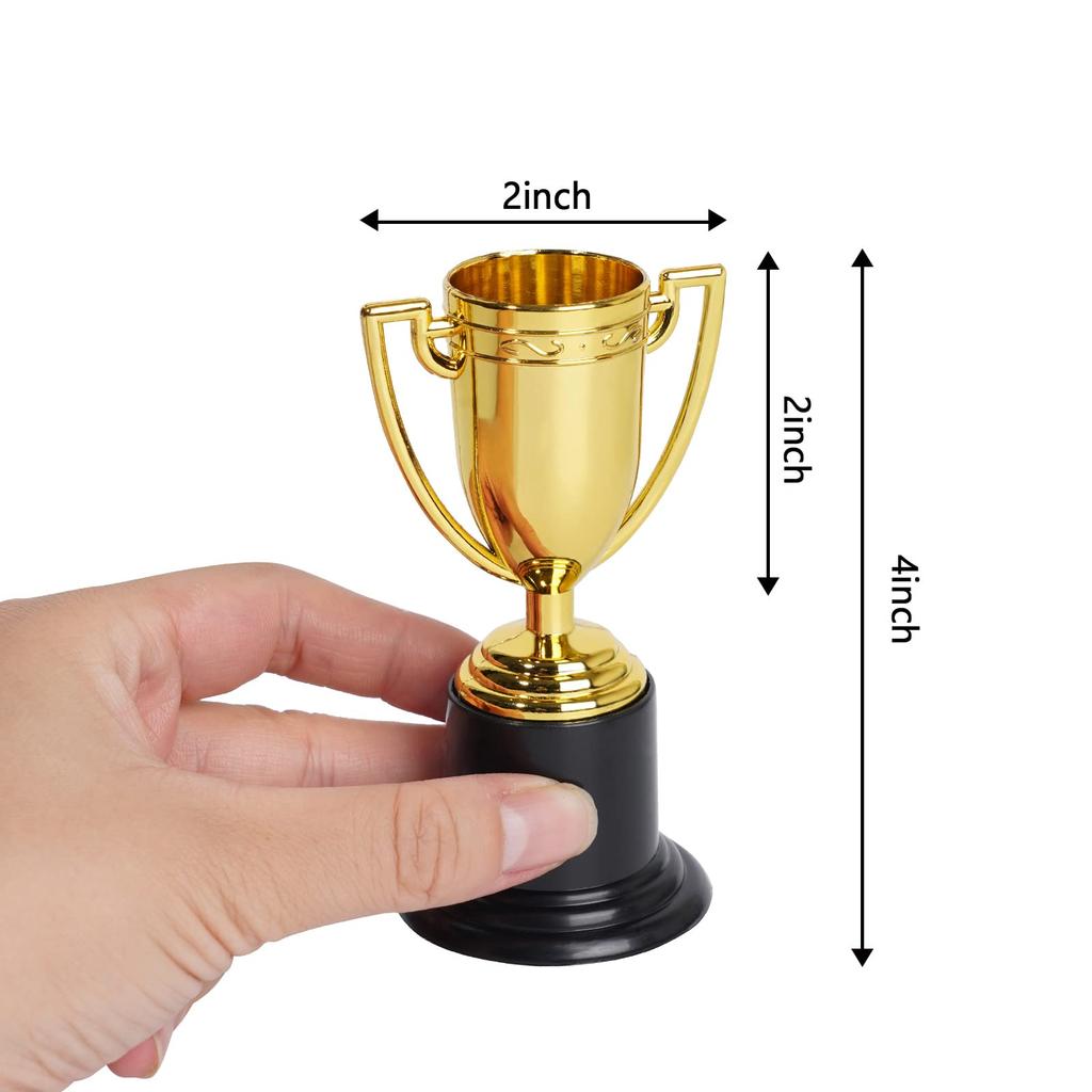 24 Pcs Mini Gold Award Trophy Cup for Kids and Adults, 4 Inch Plastic Trophies for Sports, Party Favors, Tournaments, Competitio
